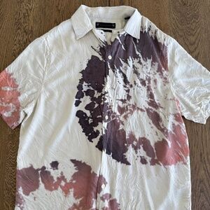 AllSaints Relax Fit Tie-Dye Shirt Beige L